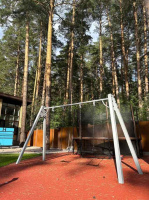 Детские качели + Качели на металлических стойках с прорезиненными сиденьями без спинки ИО 01250