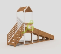 Зимние деревянные горки + Зимняя горка "IgraGrad Snow Fox", скат 5 м без ограждения