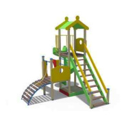 Детские уличные комплексы + Детский игровой комплекс с винтовым скатом Н-2000 и металлическим скатом Н-1200 ДИО 04110