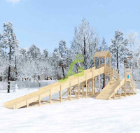 Детские горки + Зимняя деревянная горка "IgraGrad Snow Fox 12 м" две лестницы, без окраски 