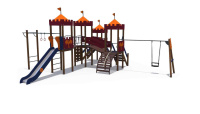 Детские уличные комплексы + Детский игровой комплекс серии империя "Замок 3" с качелями, металлический скат Н-1200 и 1500 ДИО 02042