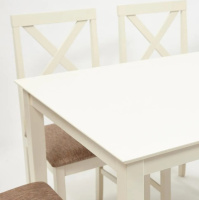 Обеденные группы (кухонный стол со стульями) + Обеденный комплект Хадсон (стол + 4 стула)/ Hudson Dining Set дерево гевея/мдф, стол: 110х70х75см / стул: 44х42х89см, ivory white (слоновая кость), ткань кор.-зол