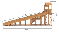 Детские горки + Зимняя деревянная горка "IgraGrad Snow Fox (Домик)", скат 10 м