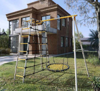 Детские спортивные комплексы для дачи + Дачный комплекс "Romana D1" + ГНЕЗДО качели-гнездо 80 см Romana 103.31.06 (серый/жёлтый)
