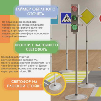 Автогородки и ПДД для детей + Светофор Учебный 2 в 1 блочного типа моб.