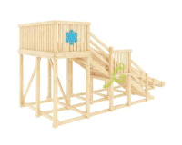 Детские горки + Детская деревянная зимняя горка "IgraGrad Snow Fox", скат 5,9 м без окраски