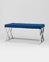 Табуреты + Банкетка ИНСИГНИЯ велюр синий сталь серебро