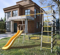 Детские спортивные комплексы для дачи + Дачный комплекс "Богатырь" + ГНЕЗДО качели-гнездо 80 см Romana 103.07.06 (серый/жёлтый)
