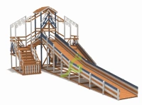 Зимние деревянные горки + Зимняя деревянная горка "IgraGrad Snow Fox 12 м" с двумя скатами мод.6