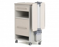 Тумбы медицинские + Прикроватная тумба из HPL-пластика, с выдвижным поворотно-откидным столиком C-EY-02