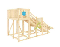 Детские горки + Детская деревянная зимняя горка "IgraGrad Snow Fox", скат 5,9 м без окраски 