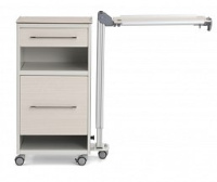 Тумбы медицинские + Прикроватная тумба из HPL-пластика, с выдвижным поворотно-откидным столиком C-EY-02