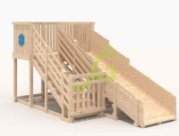 Детские горки + Деревянная зимняя горка "IgraGrad Snow Fox", скат 4 м, без окраски 