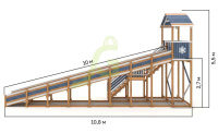Детские горки + Зимняя горка "IgraGrad Snow Fox (Домик)", скат 10 м мод.2