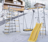 Детские спортивные комплексы для дачи + Дачный комплекс "Богатырь Плюс 2" + ГНЕЗДО качели-гнездо 80 см Romana 103.12.06 (белый/желтый) Копия1