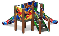 Детские горки + Горка двойная Малыш (Граффити) - ИО 41.01.02-03 - Н=750