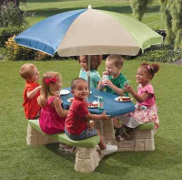 Скамейки и столики + Столик «Пикник 2» с зонтом